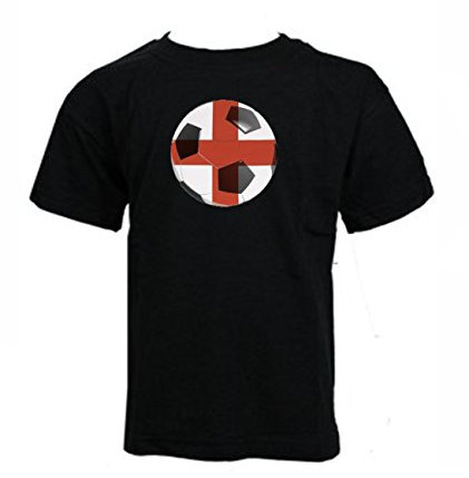 Kids - Alternative England World Cup Supporters England Football Boys T-Shirt (5-6, Black)