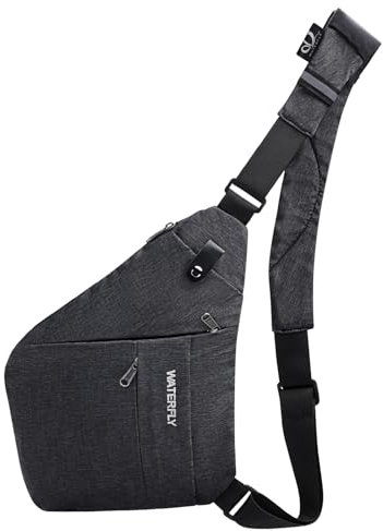 WATERFLY Brusttasche Schultertasche Sling Bag: Anti Diebstahl Tasche Herren Damen Crossover Bag Umhängetasche Klein Crossbody Anti-theft Bodybag Cross Chest Pack Diebstahlsicher