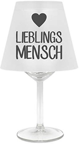 Lampenschirm für Weinglas ~ Lieblings-Mensch mit Herz, grau ~ Schirm ohne Glas ~ Windlicht
