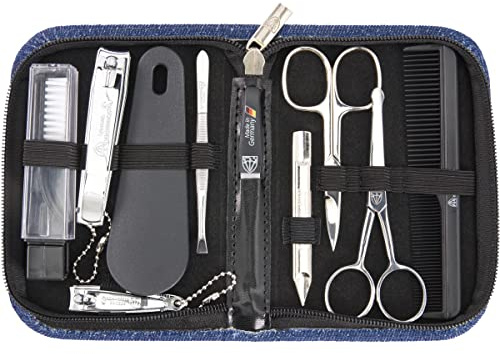 DREI SCHWERTER - Germany - Maniküreset, Reiseset, Nageletui 'Monza' | Hochwertiges Maniküre / Pediküre Set · präzise Nagelpflege-Instrumente · 10-tlg. · attraktives Etui · für zuhause & unterwegs