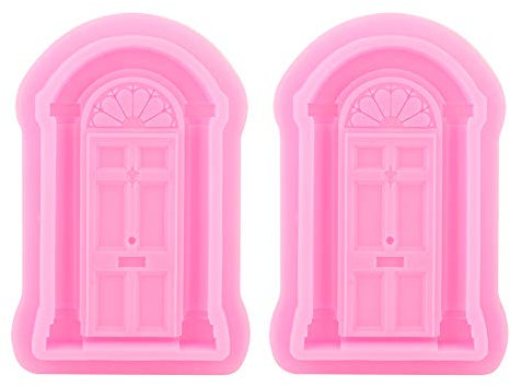 Atyhao 2 moldes clásicos de silicona para puerta, molde para hornear, para puerta o ventana, molde de silicona para pasteles, fondant, galletas, decoración (rosa)