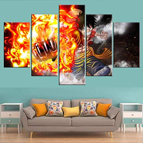 Leinwand 5 Stücke Anime One Piece Ruffy Poster Wohnzimmer Moderne Wohnkultur Wandkunst (Kein Rahmen) Größe B- (Kein Rahmen) Größe A