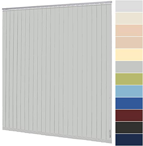Lamellenvorhang nach Maß Vertikaljalousie 127 mm für Tür und Fenster viele Farben Maßanfertigung Jalousie Lamellen Rollo Wand- und Deckenmontage (Breite 160,1-180 cm x Höhe 240,1-250 cm, Hellgrau)