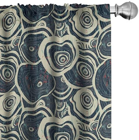ABAKUHAUS grunge Tenda a Pannello Set di 2, Circoli dell'Albero, Trattamento della Finestra per Stanza e Camera da Letto, 150 cm x 225 cm, Reseda verde blu