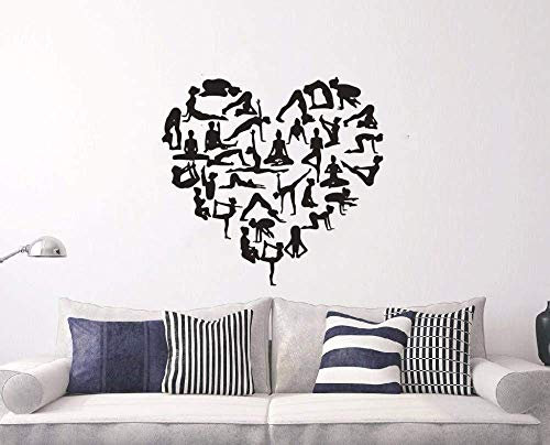 Wall Sticker Wall Sticker Yoga Pose Heart Shape Wall Decal Yoga Center Decor Girl Pose Health Vinyl Wall Poster Yoga 42X40Cm