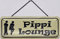 Blechschild mit Kordel 27 x 10 cm WC Wand/Tür Schild: PIPPI Lounge - Blechemma