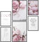Papierschmiede® Mood Poster Set Coco Peony, Fertiges Bilder Set mit Rahmen (Holz, schwarz), Wohnzimmer Deko Schlafzimmer, 2x DIN A3 und 4x DIN A4, rosa Pfingstrosen Eukalyptus Floral