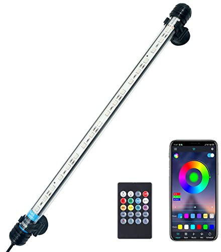 VARMHUS Submersible LED Aquarium Light,Fish Tank Light with Remote Controller&APP Control,DIY Full Spectrum Optional Color&Intelligent Timing and Dimming,29 Light Modes and 4 Music Modes RGB-38cm