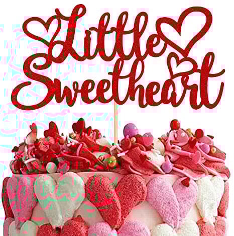 1 Packung Little Sweetheart Cake Topper Red Glitter Süße Liebe Hochzeit Braut Dusche Braut Valentinstag Kuchen Auswahl Valentinstag Thema Babyparty Kinder Party Geburtstag Kuchen