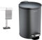 blomus -MENOTO- Handtuchständer (86x50x16 cm, Silber, 68624) & TUBO- Treteimer aus pulverbeschichtetem Stahl, Anthrazit, 3L, Smart-Close-System, entnehmbarer Eimer (24,5x17x17cm, Anthrazit, 68888)