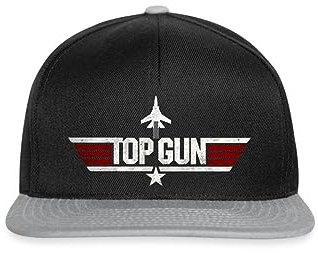 Spreadshirt Top Gun Jet Logo Used Look Snapback Cap, One Size, Schwarz/Grau