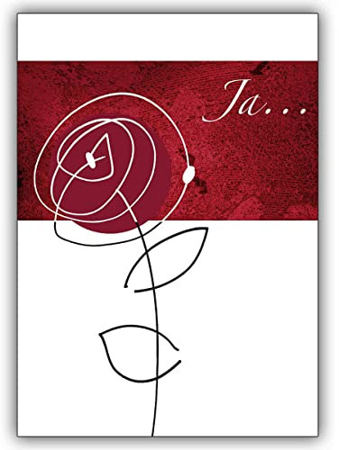 4 Hochzeitskarten EleganteJa Sager Karte mit Rose zur Hochzeit und anderen Gelegenheiten • individuelle Grusskarten Set mit Umschlägen, hochwertige Qualität