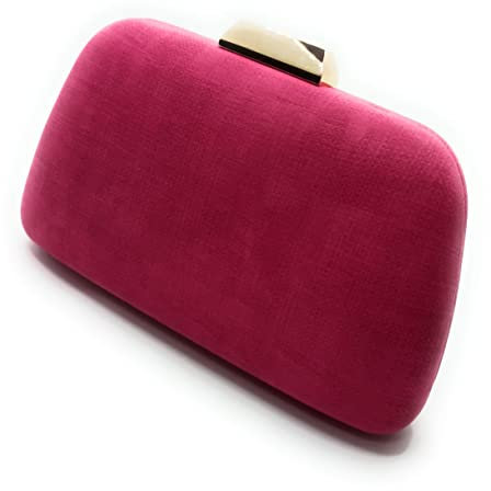 BRANDELIA Bolso Cartera De Mano Fiesta Boda Clutch de Ante Mujer con Cadena al Hombro, Tweed Fucsia Oro