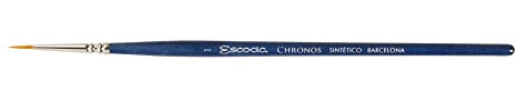 Escoda Chronos Series 1351 Artist Watercolor & Acrylic Paint Brush, Synthetic Toray Fiber & Red Sable Blend, Pointed Round, Size 1