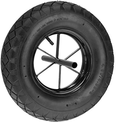 Relaxdays Roue de brouette 4.80 4.00-8, pneumatique, Charge maximale : 120 kg, axe Fixe, Pneu Rechange, Noire