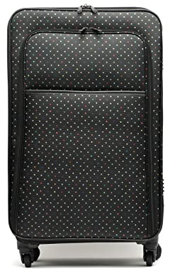 MISAKO Reisekoffer aus Stoff Mittel estri Schwarz Unisex - Halbstarrer, weicher, eleganter Koffer - 66x40x22cm de 4 Räder