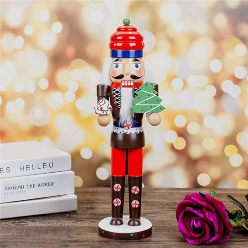 MIKONI Nussknacker König Koch 35 cm Holz Hoch Breit Mehrfarbig Weihnachtsmann Soldat Holzfigur (Modell 5 (A34))