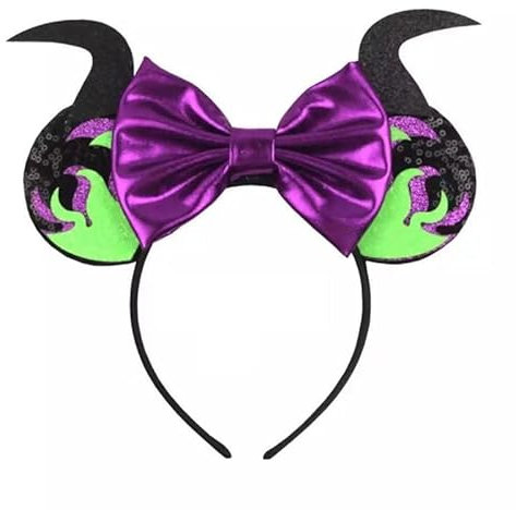 LEEMASING Mausohren-Stirnband, Maleficent, Halloween-Stirnband für Halloween, Cosplay, Party, Gastgeschenk (03)