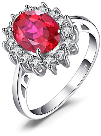 JewelryPalace Prinzessin Diana Kate Middleton 3.2ct Erstellt Rubin, Verlobungsring Eheringe Promise Verlobung Ring Silber 925 Damen, Silberringe Antragsring Ringe, Edelstein Damen Schmuck 62