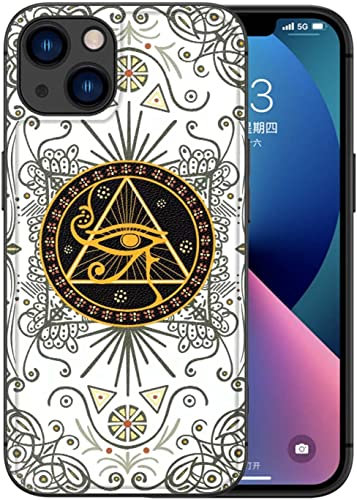 BKUANE Für Apple iPhone 14 Hülle 6,1 Zoll 2022, Antike Ägypten Stil PU Leder Stoßfest Eye of Horus Muster Rückseite Handyhülle