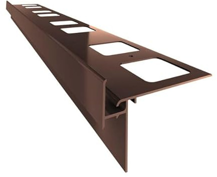 Renoplast® Profilé D'égout en Aluminium K35 200cm Marron| Finition de Terrasse| Sols Carrelés sur Mortier-colle| Systèmes D'évacuation D'eau Profilé D'angle| Protection Anticorrosion Profilé de Balcon