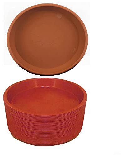 Oniissy Lot de 10 soucoupes pour pots de fleurs - 14 cm - En plastique épais - Robuste et - Pour intérieur et extérieur - Rouge