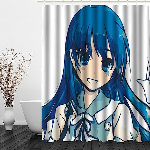 IDIDOS 3D Rideau de Douche Anime Anti Moisissure Imperméable Tissu Polyester Manga Fille Rideaux de Douche Baignoire avec 12 Crochet - 120x180 cm
