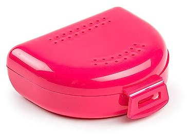 Boîte pour appareil dentaires, et dentaires – étui respirant avec trous d'évent – portable, durable et facile à nettoyer – 75 x 60 x 25 mm – porte-bite dentaire en plastique – Magenta