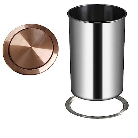 LYXXW Corbeille À Papier Cachée Poubelle de Comptoir pour Armoire Encastrée Couvercle À Rabat en Acier Inoxydable Balancier Intégré Cuisine Maison Salle de Bain Utilisation des Déchets,d'or