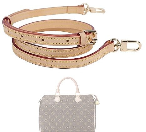 XYJG Vachetta-Leder Schulterriemen, Ersatz-Umhängetaschengurt für Speedy/Alma/Keepall/Pochette Métis Taschen, Einstellbare Länge 90–120cm (Breite 1,2cm, Beige)