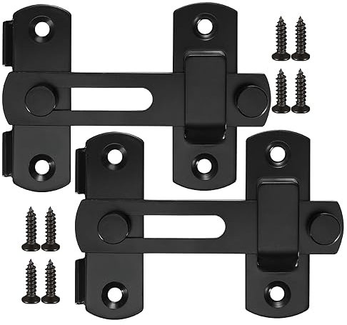 XhjzgcTech Sliding Barn Door Locks, 2pcs 180° Degree Flip Sliding Barn Door Locks and Latches, Black Gate Latch Bolt Buckle Lock for Barn Door, Pet Door, Bathroom,Garage,Window,Sliding Door Privacy