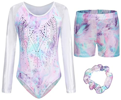 Happy Cherry Turnanzug Mädchen mit Hose Bodysuit Balletttanzanzug Gymnastikanzug Tanzkurs Biketards