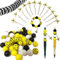 Gocelyn Bee Theme Silicone Beads for Beadable Pens, Black White Round Yellow Striped Silicone Loose Bee Printed Spacer Beads for DIY Crafts Necklace Bracelet Jewelry Keychain Making