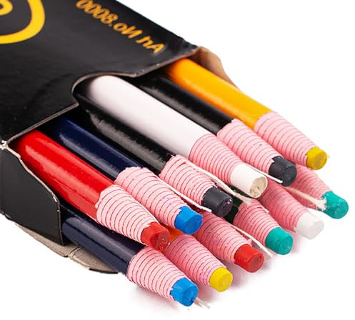 Vanyibro 12 Pieces Sewing Mark Chalk Pencil Set,Tailor's Marking and Tracing Tools with Free Cutting Chalk, Sewing Fabric Pencil in 6 Colors