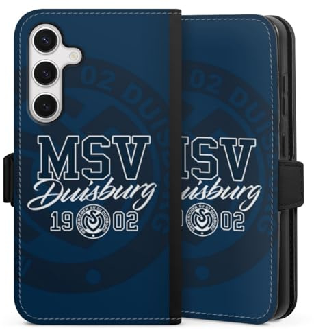 Klapphülle kompatibel mit Samsung Galaxy S 24 Handyhülle aus Kunst Leder schwarz Flip Case MSV Duisburg Fanartikel Fußball