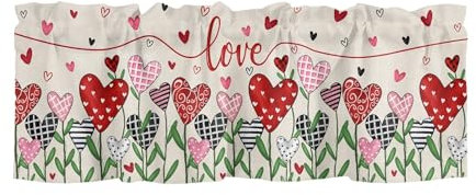 Valentinstag-Küche, bedruckter Vorhangstoff, einfache Liebe, Zwerg-Dekoration, Schlafzimmer, Vorhänge, Valentinstag-Fensterdekorationen CnQ776 (F, One Size)