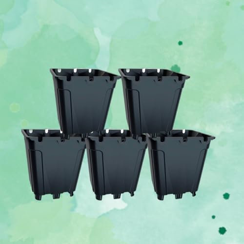 X5 Pflanztöpfe, 5 Liter, speziell für Gewächshaus, GreenVass mit Halterung und Führung (20 x 20 x 19,5 cm), Rillen für die automatische Bewässerung, robuster Kunststoff mit Langer Haltbarkeit...