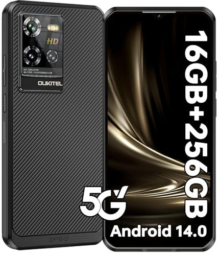 OUKITEL WP50 Outdoor Handy 5G - 16GB RAM + 256GB ROM Outdoor Smartphone Ohne Vertrag Android 14, 6500mAh Baustellenhandy mit 6,6 Zoll Display, 48MP+8MP Kamera, IP68 Handy/Dual SIM 5G/NFC/BT5.2/GPS/OTG