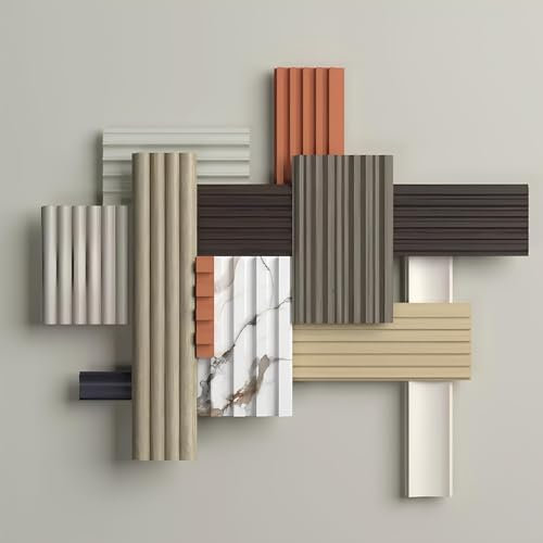 Panneaux en bois à base de nano bambou avec finition bois pierre ou métal (115 Wave Fluted Wall Panel, Stone 5023)