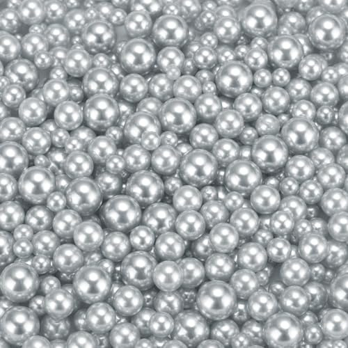 sourcing map 800Pcs Faux Pearl for Crafting, 3-8mm No Hole ABS Round Pearls for Vase Fillers, Jewelry Making, Vase Filler, Cosmetic Boxes, DIY Parts, Table Scatter, Home Decoration, Light Grey