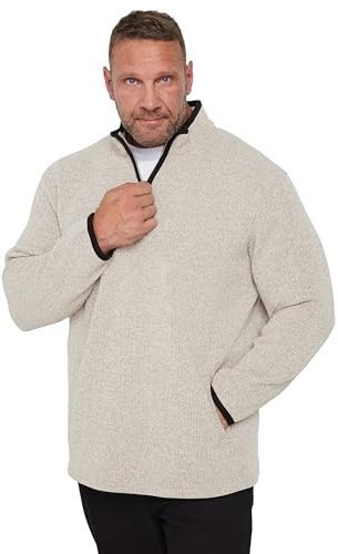 BadRhino Big & Tall Natural Brown Quarter Zip Jumper - Men's - Plus Size Curve