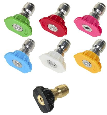 7 Piezas Puntas de Boquilla de Pulverización para Lavadora a Presión,Boquilla para Hidrolimpiadora a Presión,Boquilla Turbo para Lavadora a Presión,Boquillas de Conexión Rápida,para Limpieza de Auto