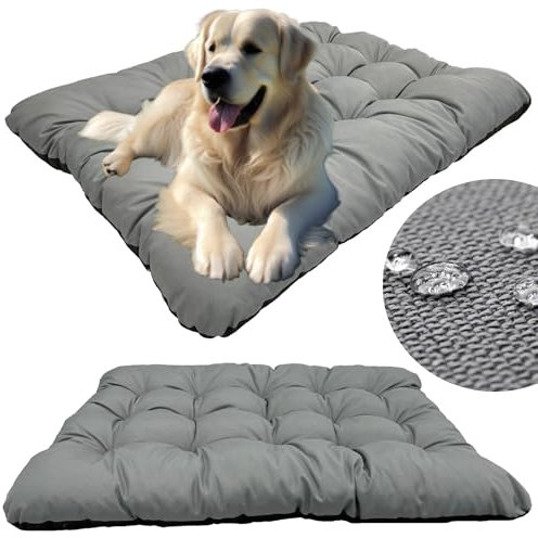 KING DOG Hundekissen XXL 120 x 80 cm wasserdichte Matte für Große und Mittelgroße Hunde Komfortable Weiche und Einfach zu Reinigende Matte in Grau Höhe 10cmKühlmatte Bequeme Liegefläche für Haustiere