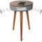 FinityPro Smart End Table with Bluetooth Speaker, Smart Coffee Table with Wireless Charger, Smart Table with USB Charging Ports, Round Side Table for Bedroom, Living Room, Office
