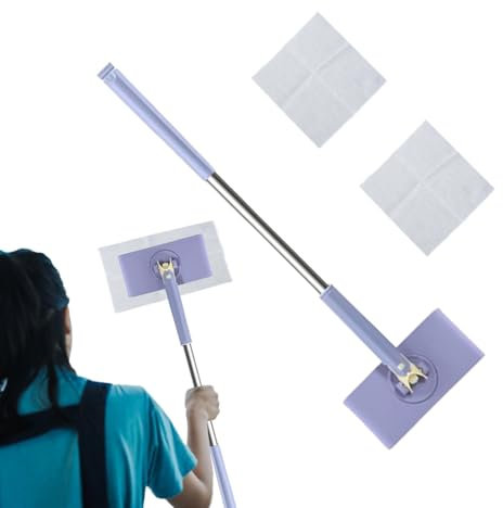 Humkopnl Tragbarer Wischmopp, flacher Staubwischer, automatischer Tuchwechsel, Hartholzbodenwischer, leichter Trocken- und Nasswischer, Reinigungsmopp-Set für Boden, Hartholz, Laminat, Fliesen