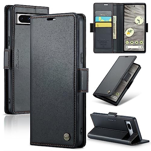 Rerzoiro Cover per Google Pixel 7A Custodia Portafoglio [Blocco RFID] Premium Pelle PU Wallet Case Flip Libro con Porta Carte Slot Supporto Flip Case per Google Pixel 7A, Nero