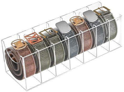 Sezanrpt 7 Fächer Acryl Gürtel Organizer, Krawatte und Gürtel Organizer Halter für Schublade