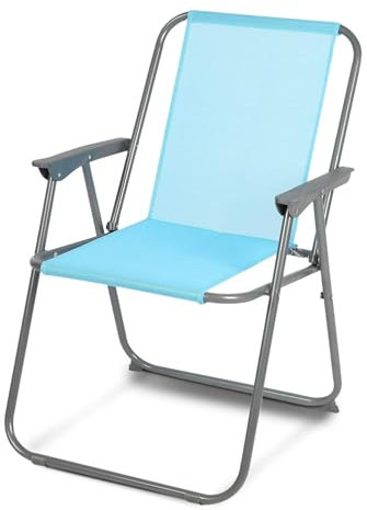 TIENDA EURASIA – Silla Playa Plegable | con Reposabrazos | Azul Turquesa | Asiento de Lona Impermeable | Estructura de Acero Resistente | Medidas 75x53x43 cm | Sillas de Playa