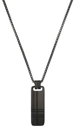 s.Oliver Kette mit Anhänger Edelstahl Herren Halsschmuck, 55+5 cm, Schwarz, Kommt in Schmuck Geschenk Box, 2039736