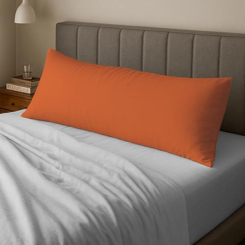 Pizuna Cotton Burnt Orange Body Pillow Cover 1 Piece Only 400 Thread Count | 100% Long Staple Cotton Body Pillow Case, 52x140 cm